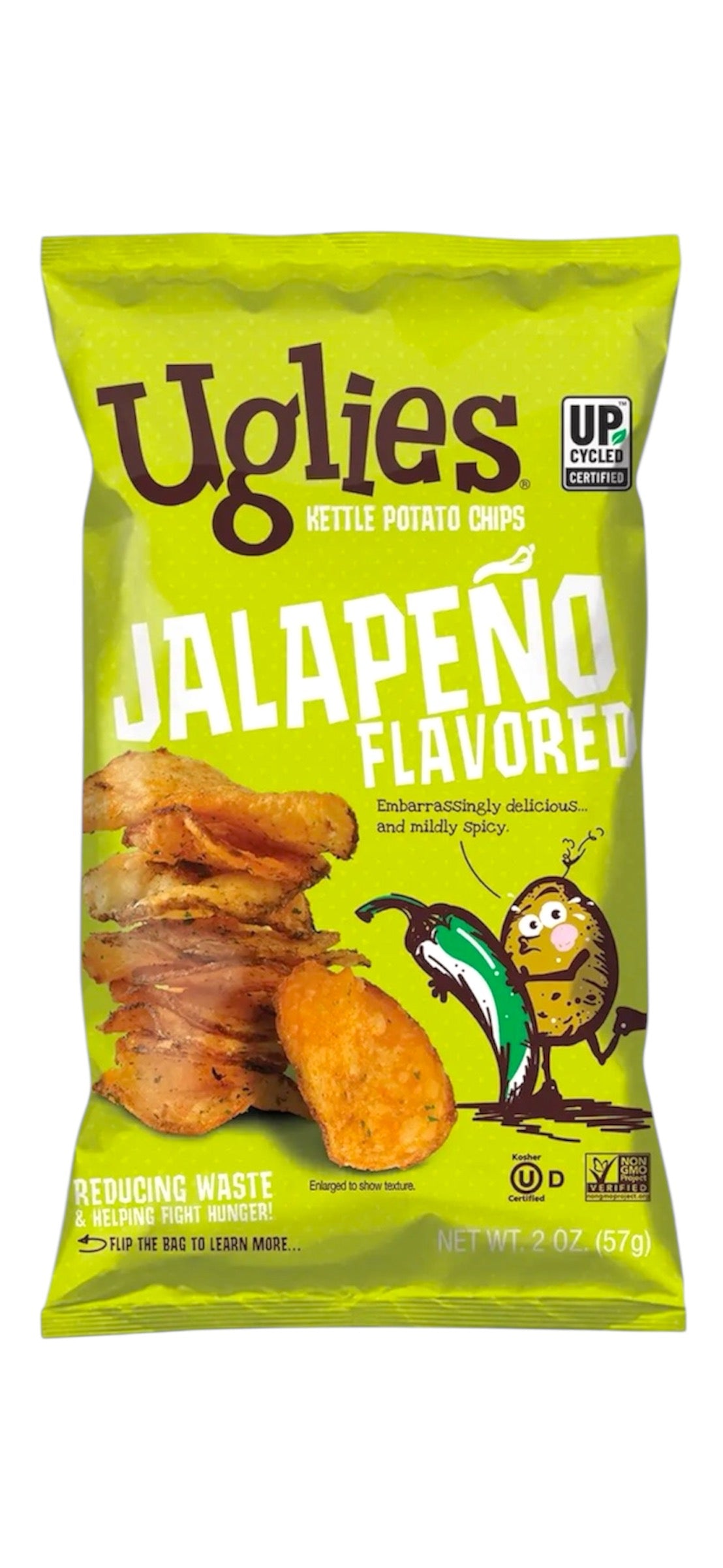 Front of 1 Bag Uglies Jalapeño Potato Kettle Chips